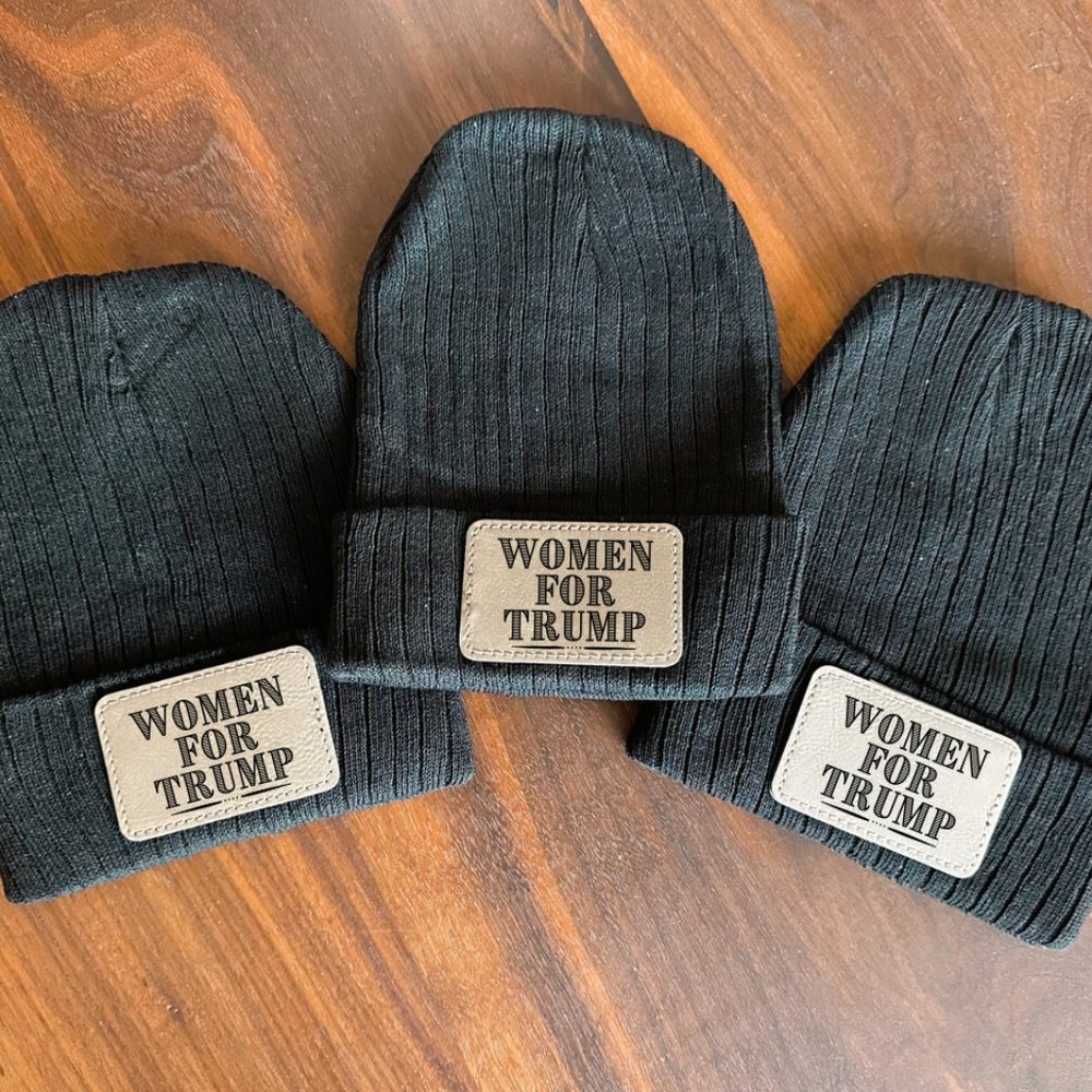 Women For Trump Black Leather Patch Hats